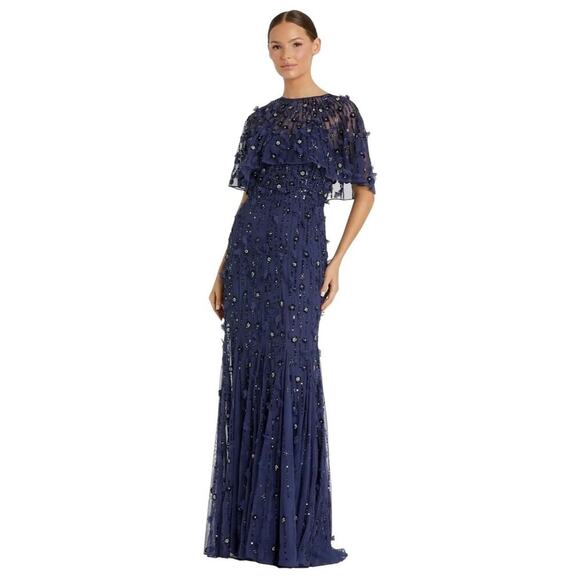 Mac Duggal Dresses & Skirts - Mac‎ Duggal Dress 93653 Embellished Illusion Cape Sleeve Trumpet Gown Size 14